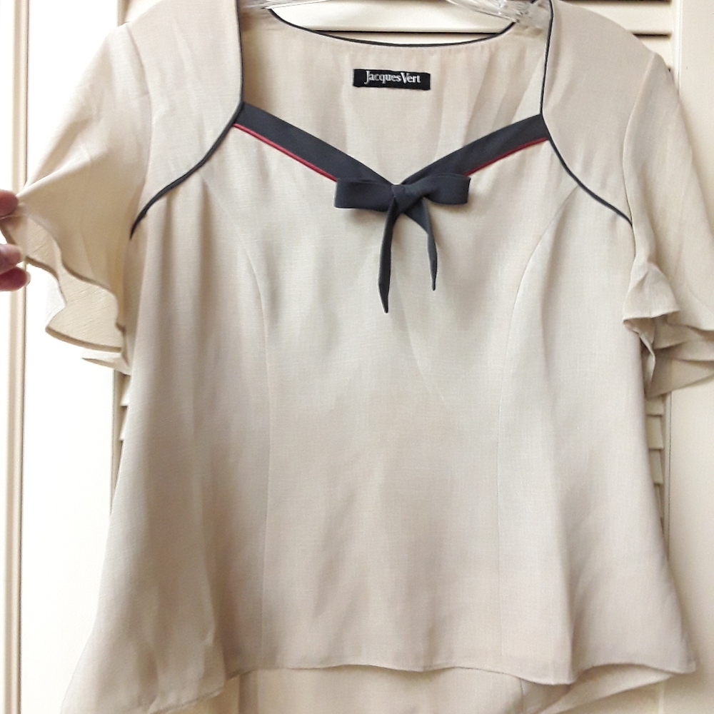 Jacques Vert Vintage Cream Bow Blouse